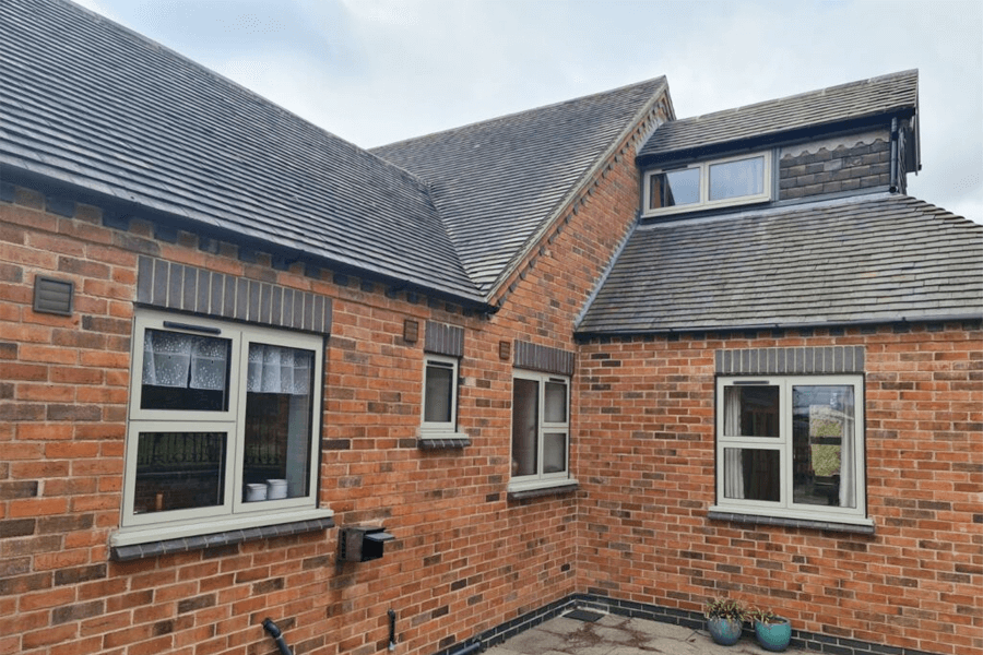 beige uPVC casement lipped windows