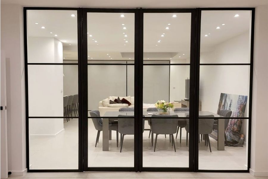 black aluminium internal door dining room