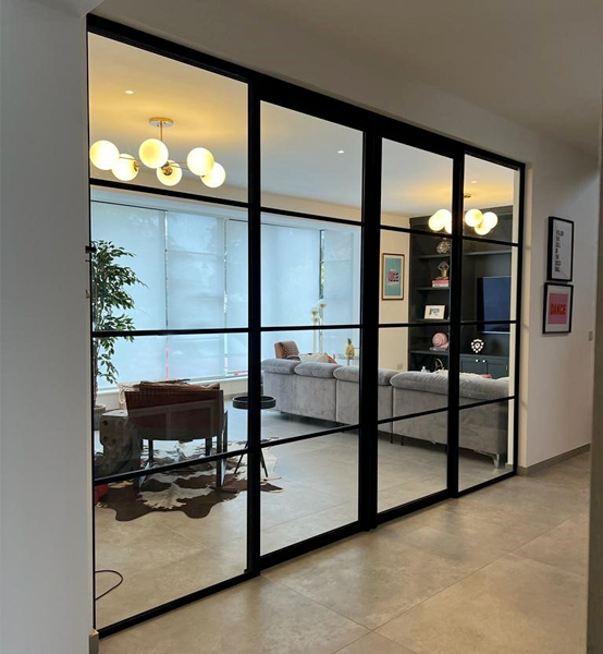 black aluminium internal door dining room left angle