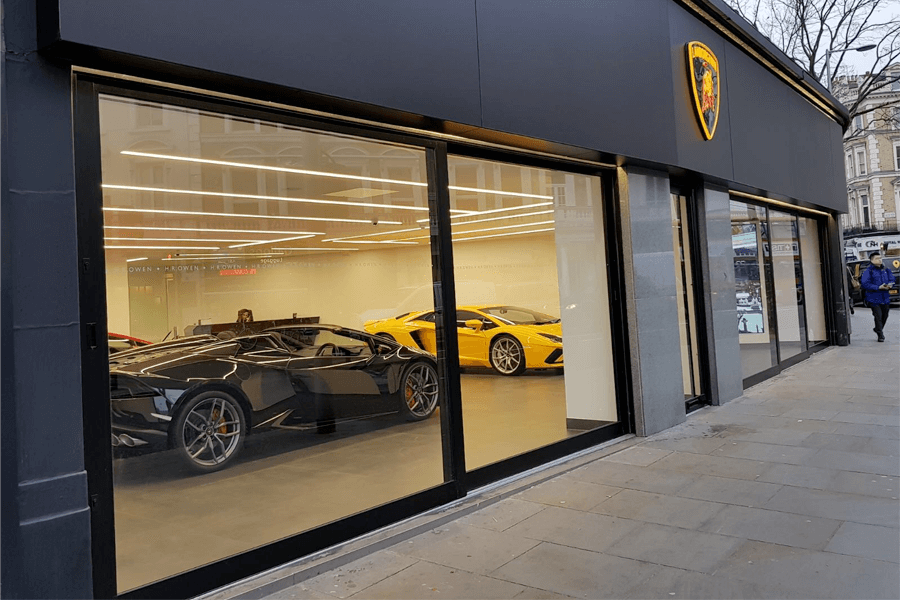 non thermal door on a lamborghini dealership