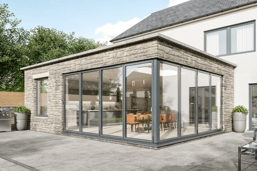 premium aluminium bi-fold doors closed exterior