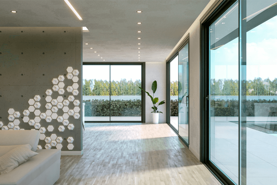 sliding doors living room interior timber floor